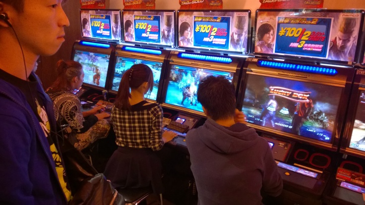 I saw many Japanese girls playing...Japanese girls. This girl playing Asuka will kick your ass and many other girls in other fighting games like Street Fighter will be doing optimal Sakura combos and resets 100% of the time.